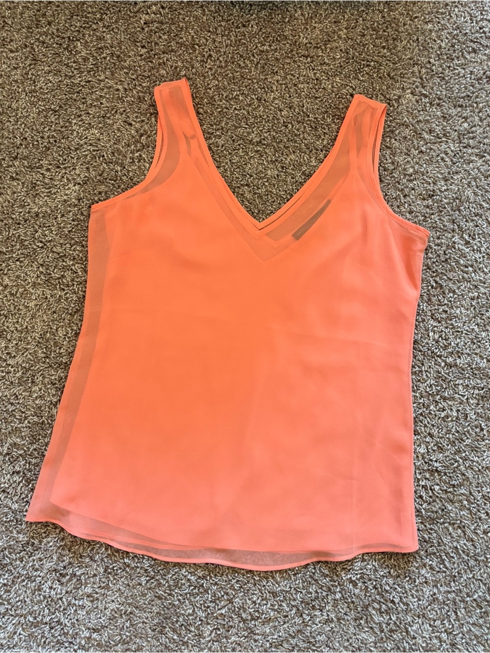 White House Black Market Coral V-Neck Tank Top